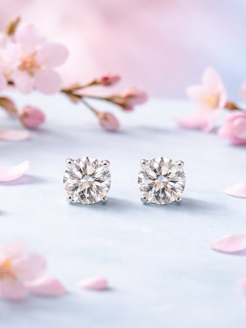 6 CTTW Lab Created Diamond Stud Earrings IGI Cert F VVS2 Ideal 14K White Gold